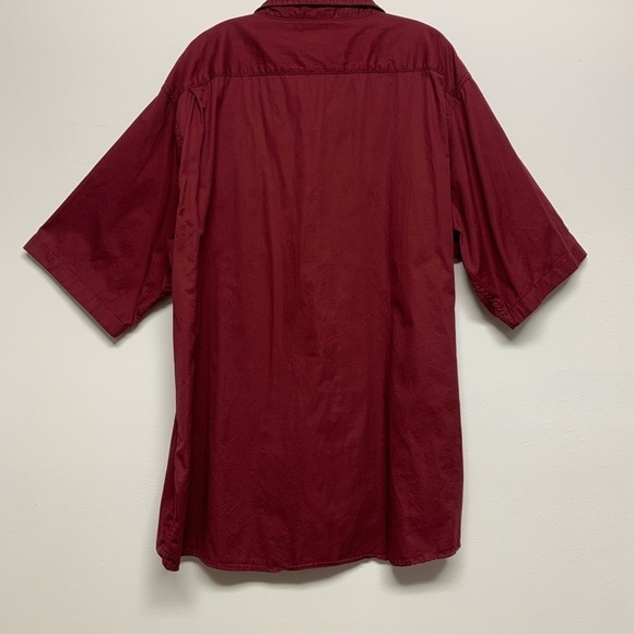 Wrangler Men's 3XL Button Up Short Sleeve Shirt Maroon Red Button Flap Pockets - Picture 2 of 8
